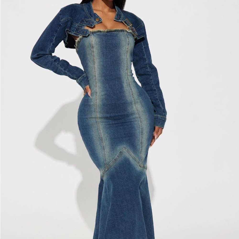 Fashion Nova Two Piece Denim Set